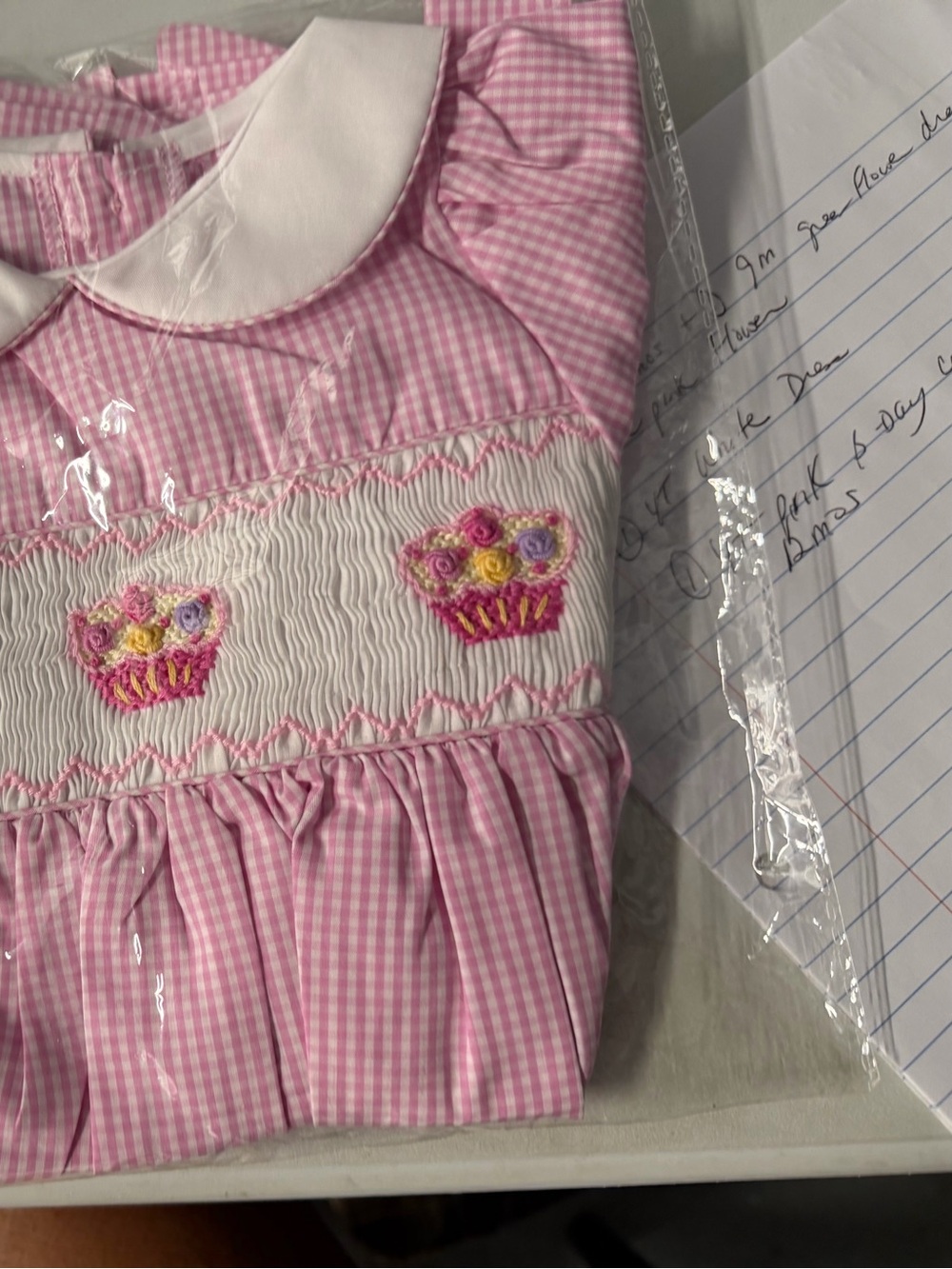 SMOCKED birthday cupcake dress pink size 4T or 12 months